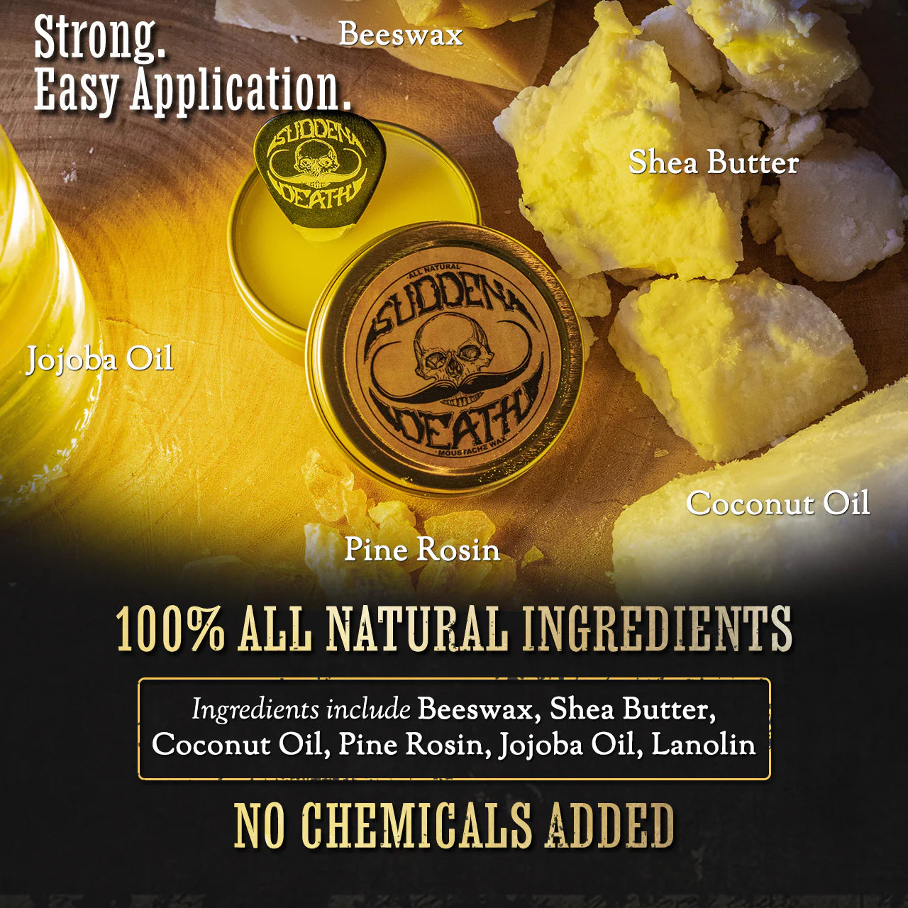 Sudden Death Mustache wax - 1oz  - Strong Hold  No Heat Required