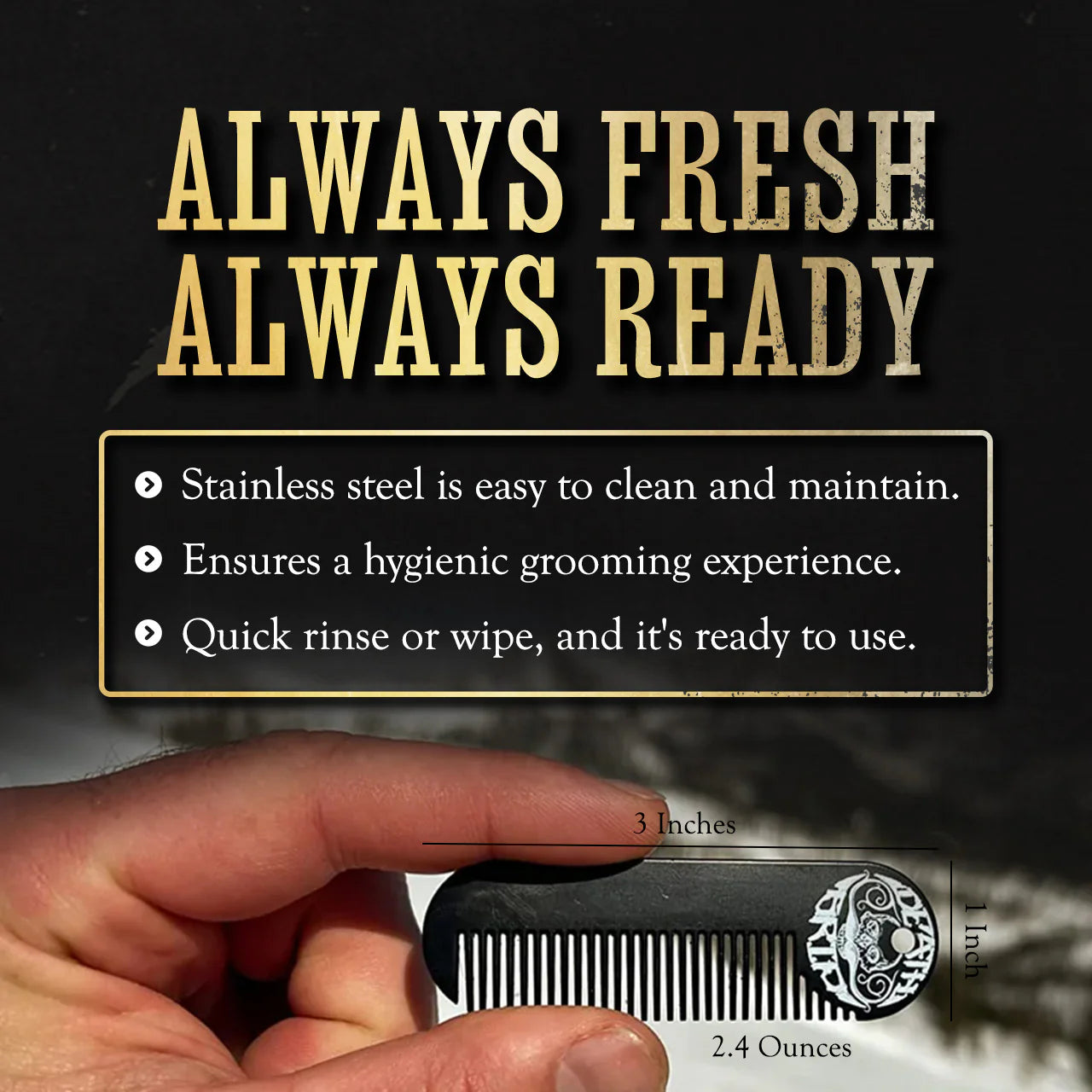 Metal Mustache & Beard Pocket Comb