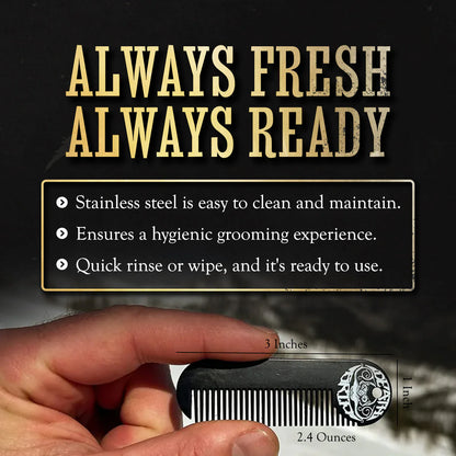 Metal Mustache & Beard Pocket Comb
