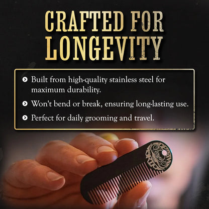 Metal Mustache & Beard Pocket Comb
