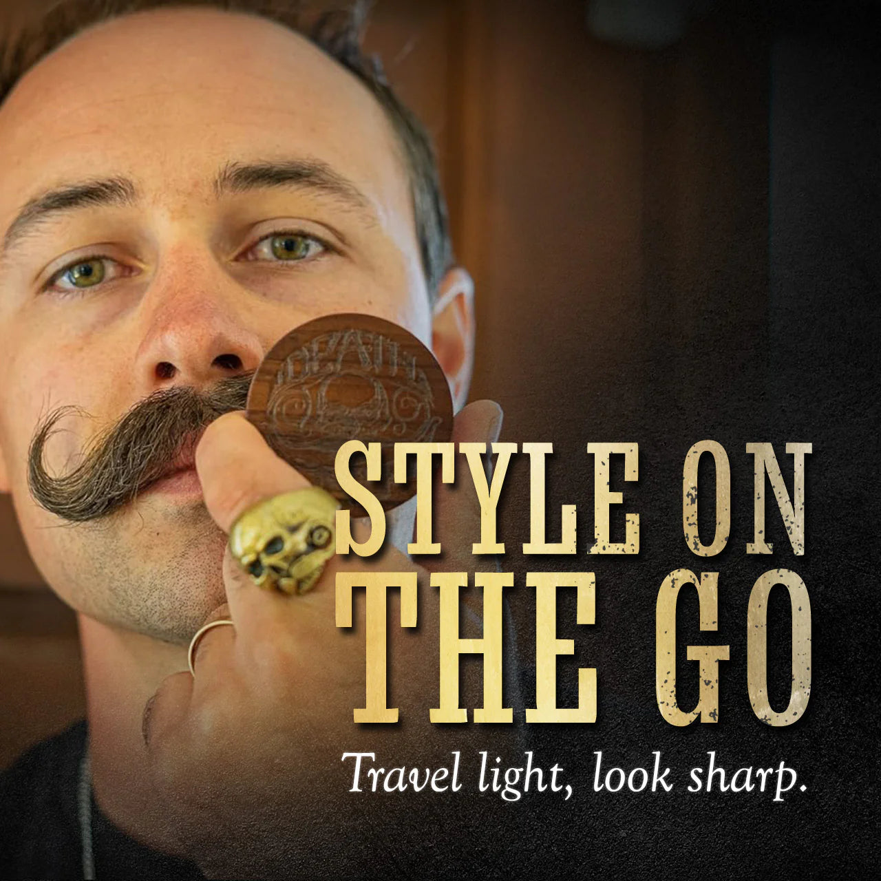 The Small Round Beard and Mustache Brush with Travel Case
