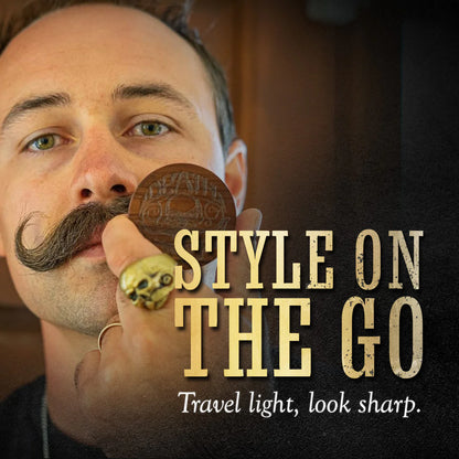 The Small Round Beard and Mustache Brush with Travel Case